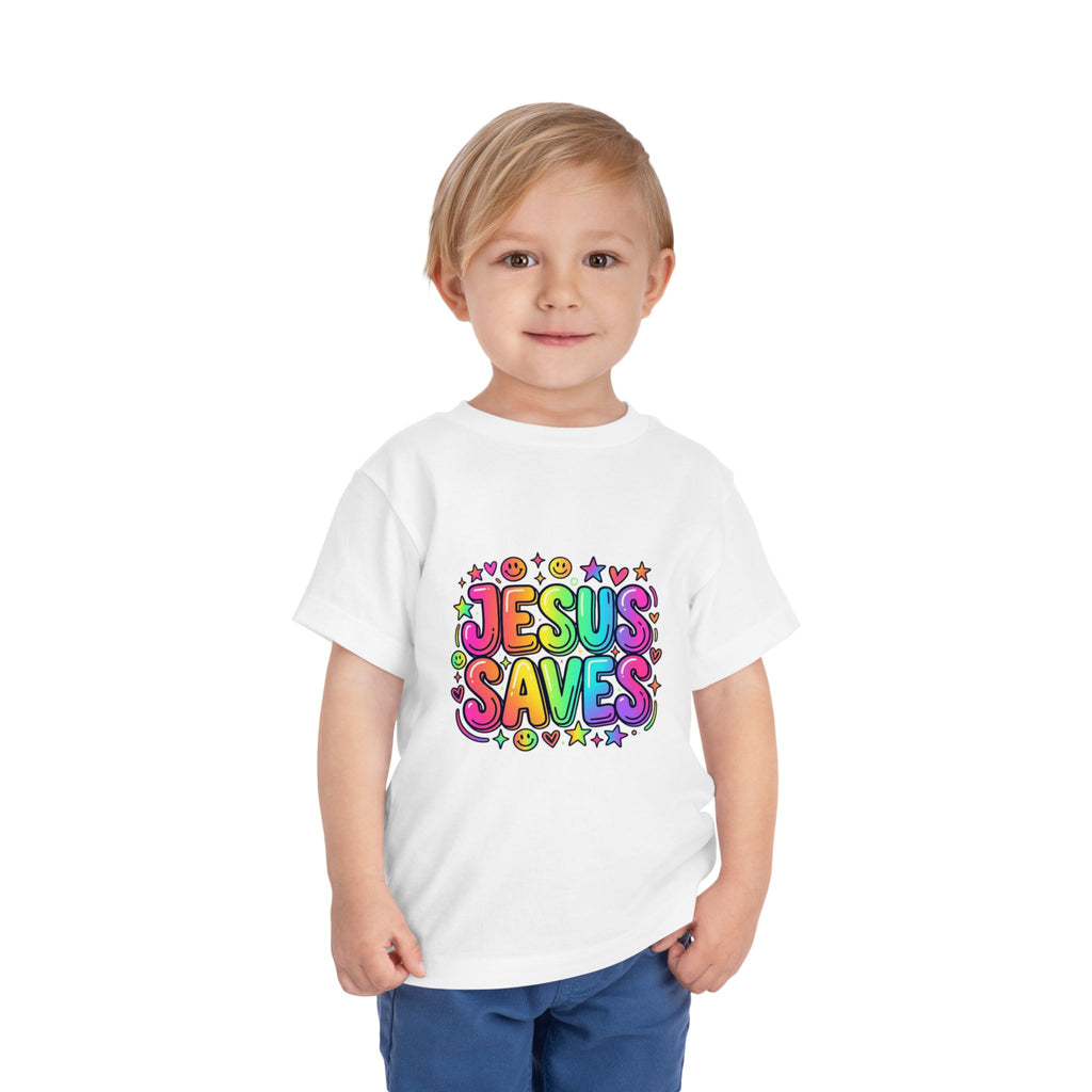Toddler Tee — Colorful "Jesus Saves" Christian Kids Shirt