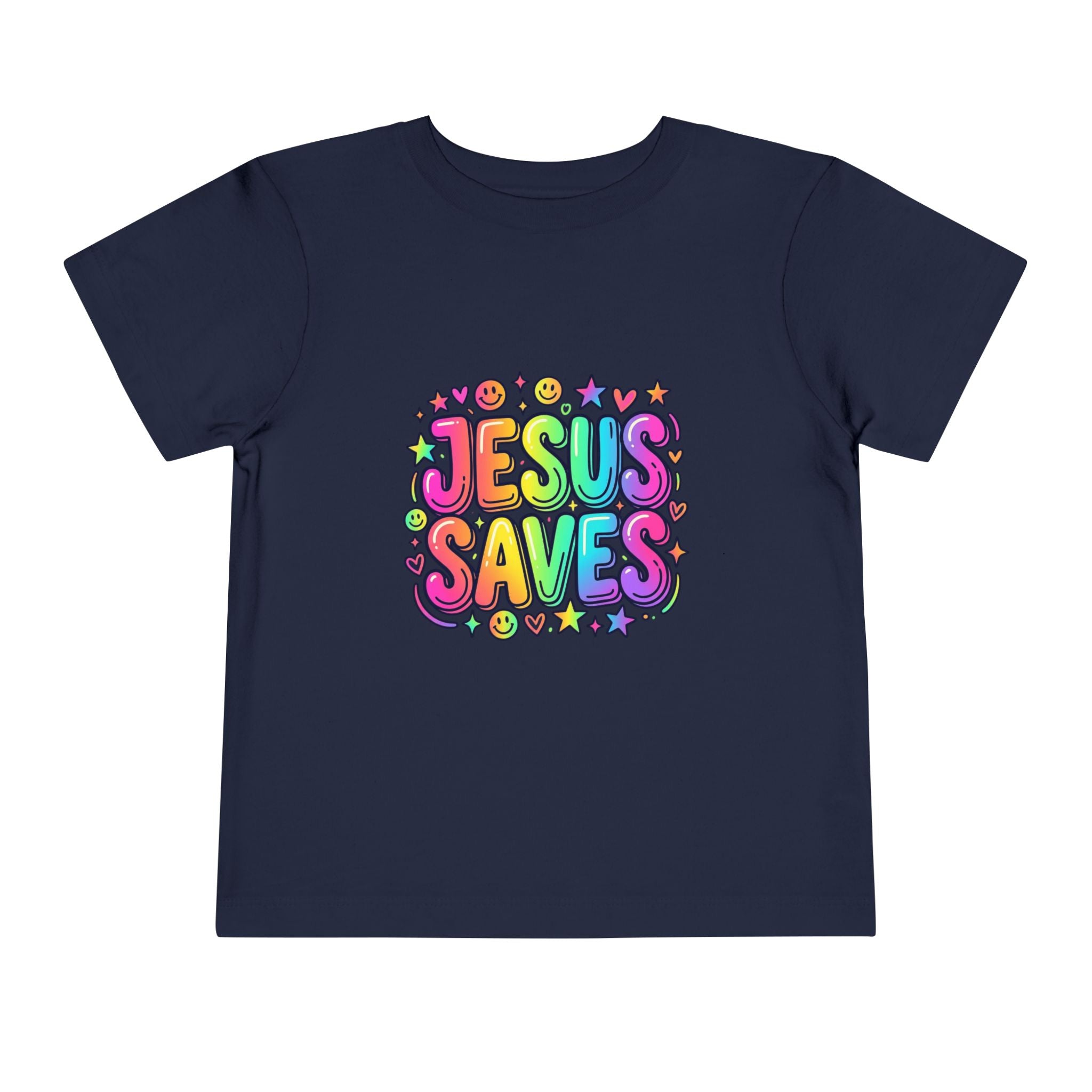 Toddler Tee — Colorful "Jesus Saves" Christian Kids Shirt
