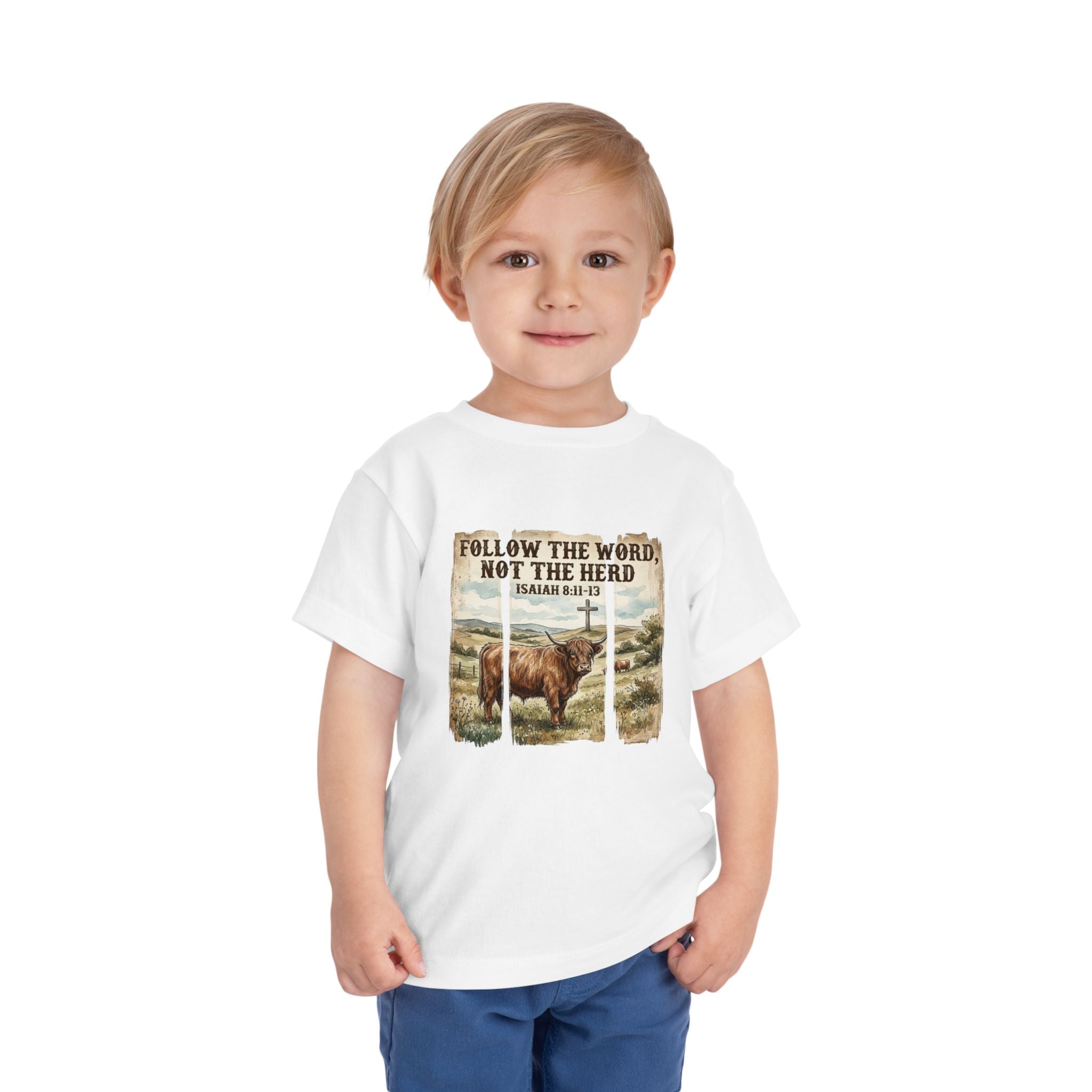 Toddler Tee — "Follow the Word, Not the Herd" Christian Bible Verse Shirt