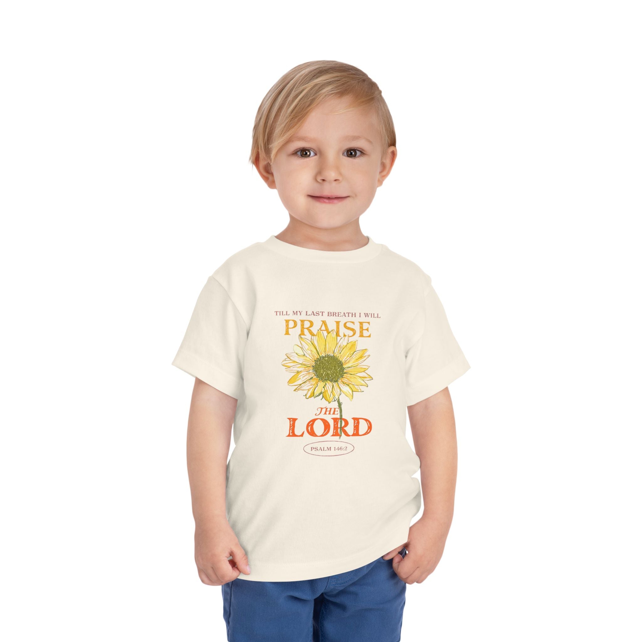 Toddler Tee — "Praise the Lord" Sunflower Christian T‑Shirt