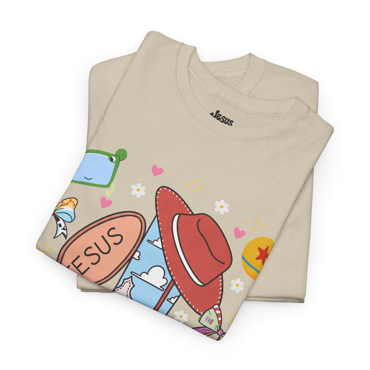 Christian Cowboy  Tee — 'Jesus' Boot, Blocks & Hat Graphic