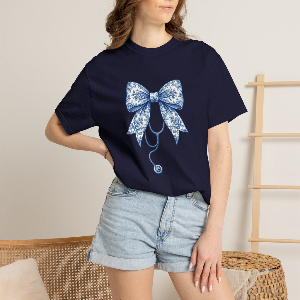 Blue Floral Bow Stethoscope