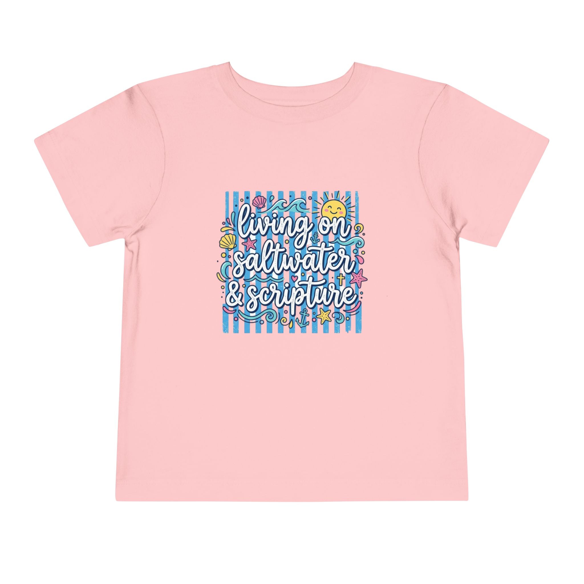 Toddler Tee — "Living on Saltwater & Scripture" Nautical Christian Beach Shirt