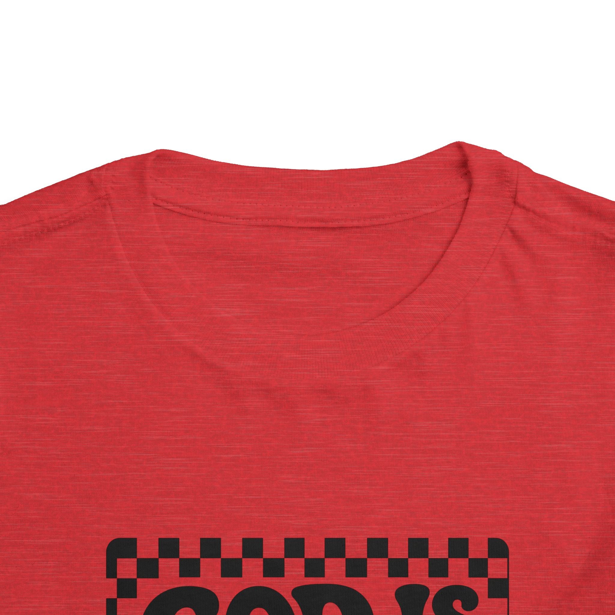 Toddler Tee — "God Is Good" Checkerboard Christian Kids Shirt