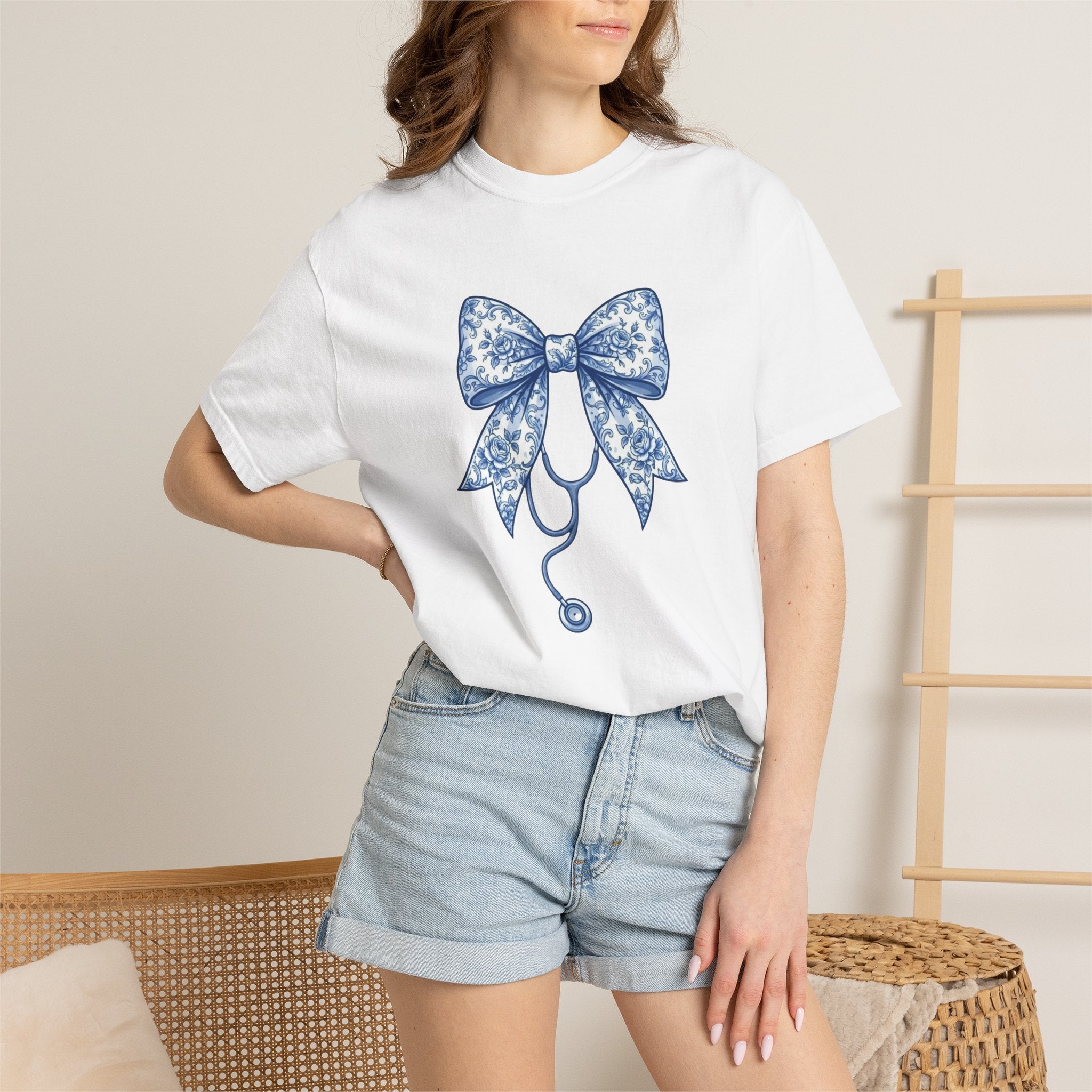 Blue Floral Bow Stethoscope