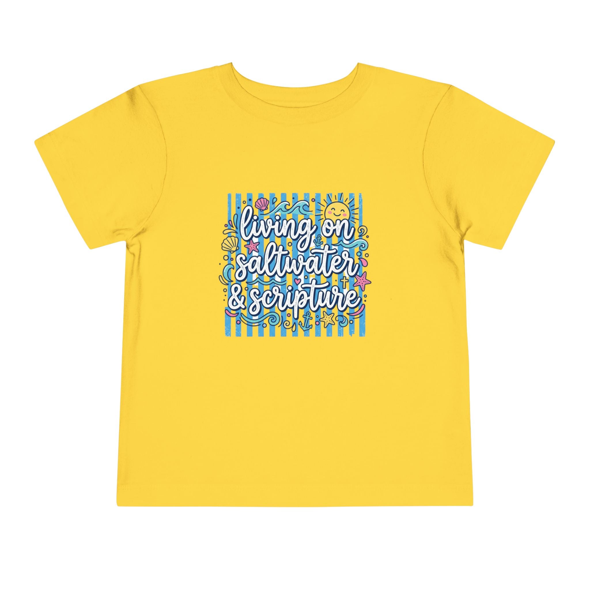 Toddler Tee — "Living on Saltwater & Scripture" Nautical Christian Beach Shirt
