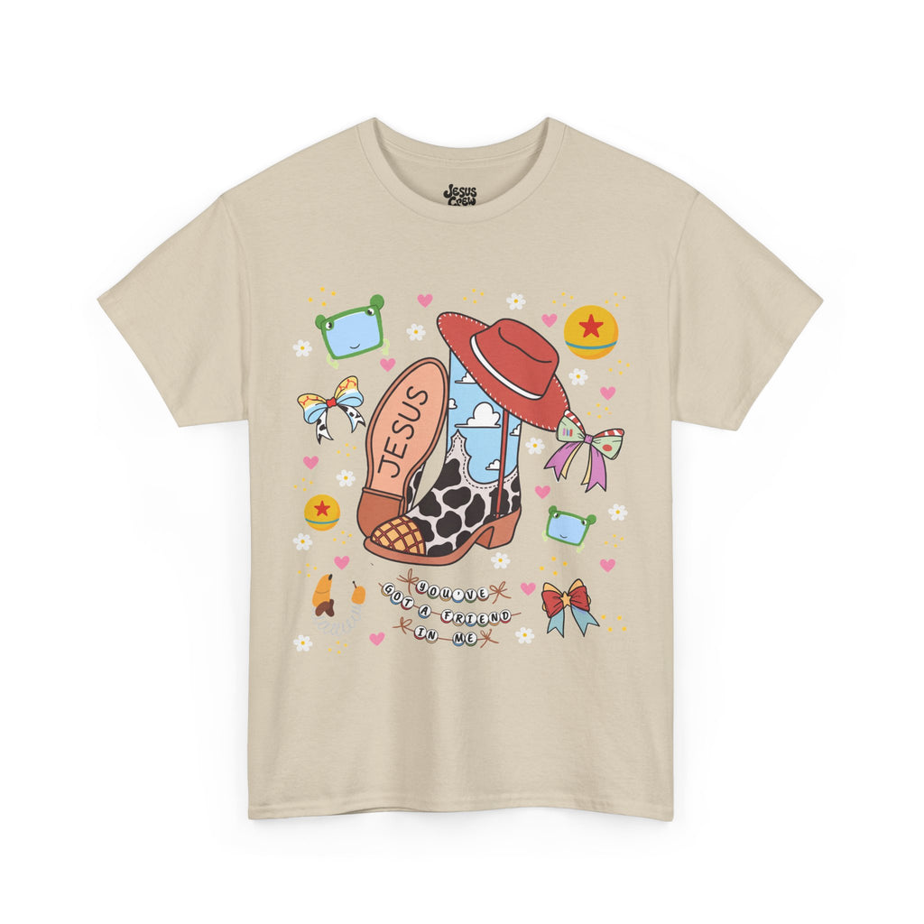 Christian Cowboy  Tee — 'Jesus' Boot, Blocks & Hat Graphic