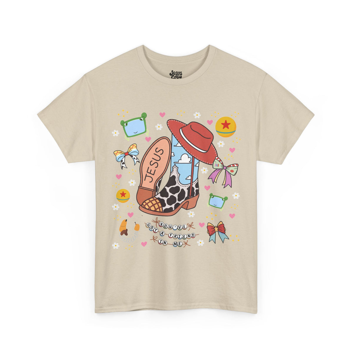 Christian Cowboy  Tee — 'Jesus' Boot, Blocks & Hat Graphic