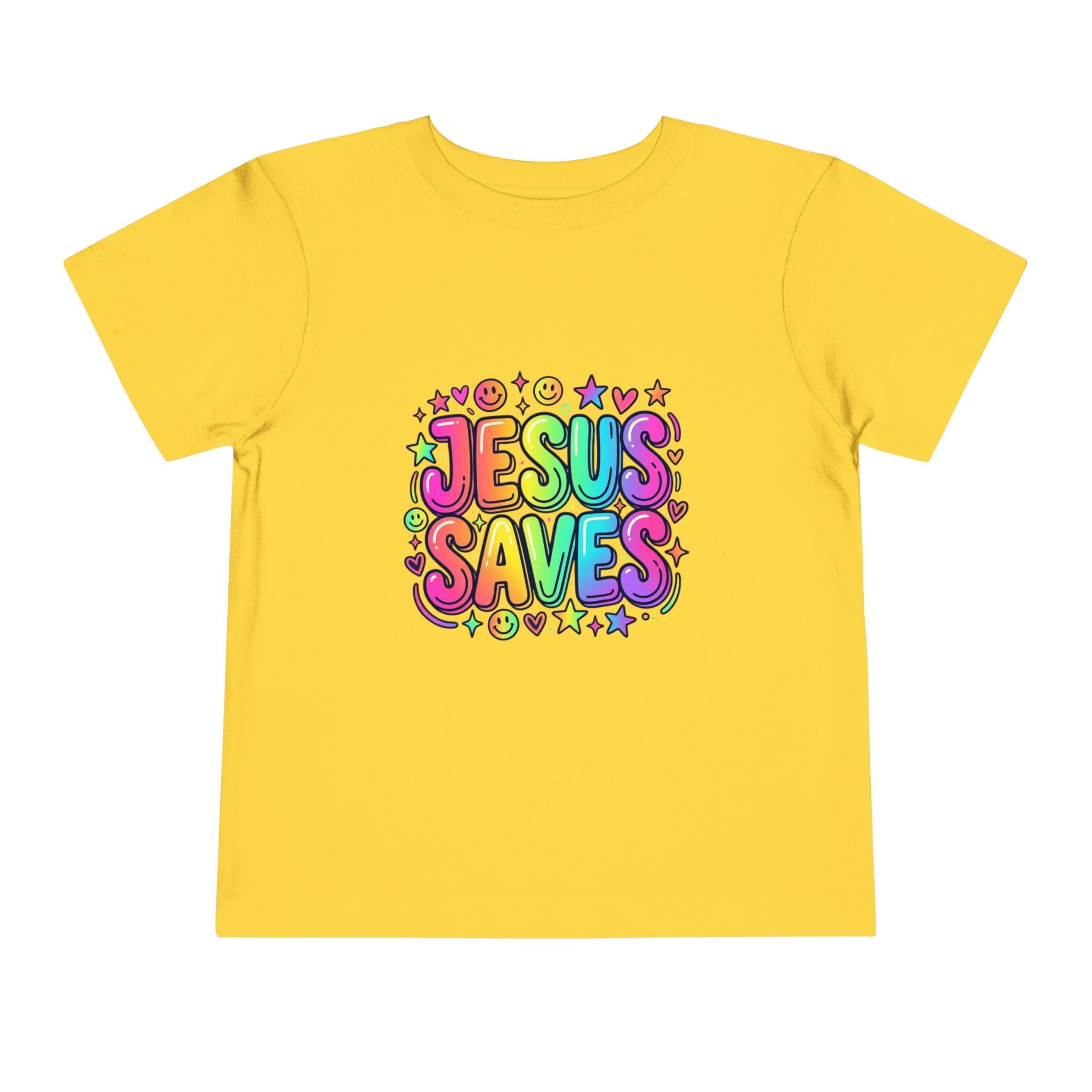 Toddler Tee — Colorful "Jesus Saves" Christian Kids Shirt