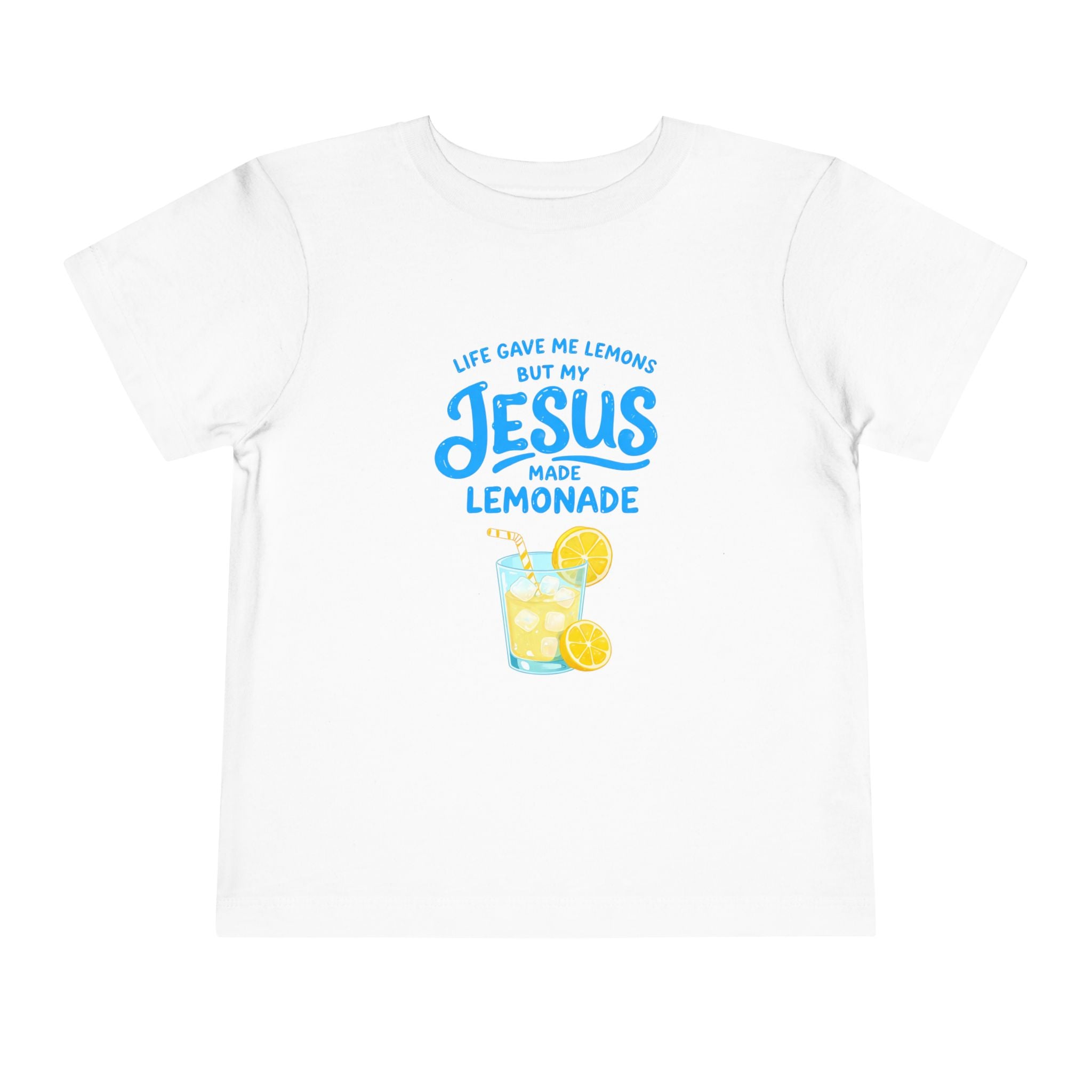Toddler Tee - "Life Gave Me Lemons But My Jesus Made Lemonade" Christian Kids T‑Shirt, Cute Lemonade Graphic