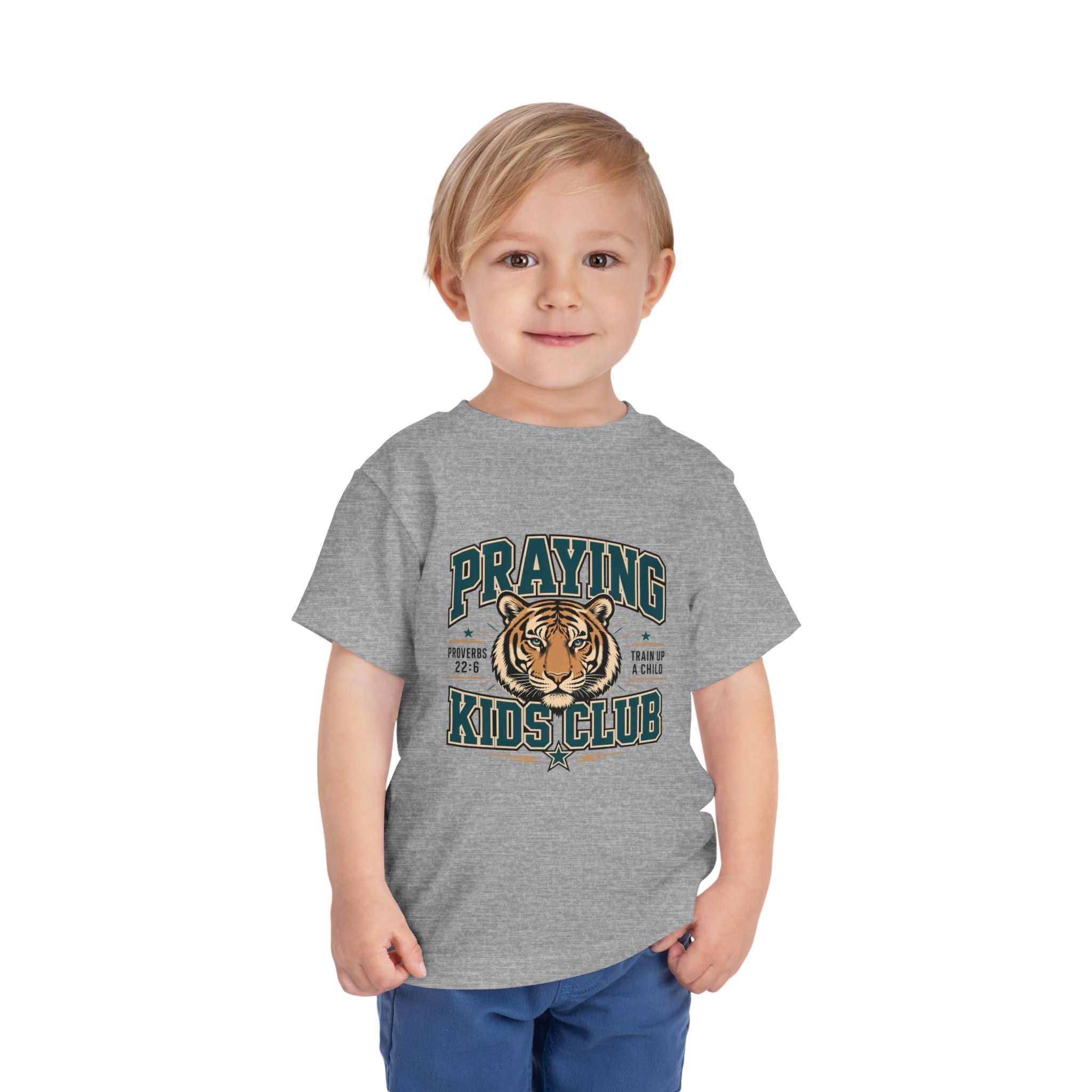 Praying Kids Club Toddler Tee — Tiger Logo Christian Youth Shirt