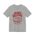 Jesus Delivers Pizza Tee — "Daily Bread Co." Christian Graphic T-Shirt