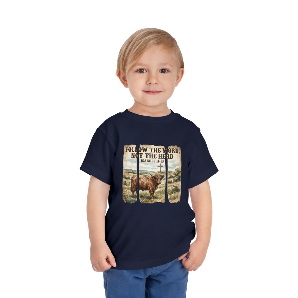 Toddler Tee — "Follow the Word, Not the Herd" Christian Bible Verse Shirt