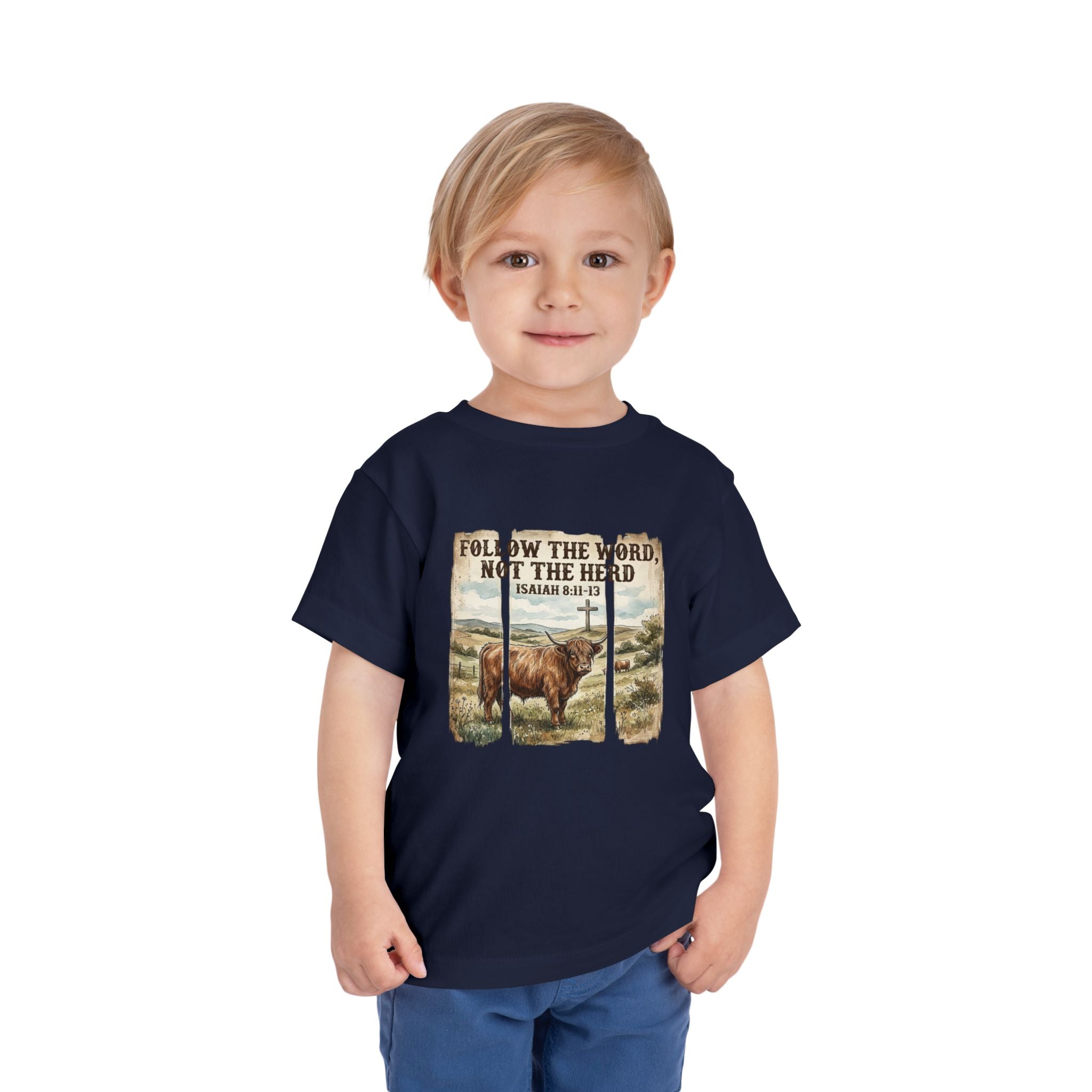 Toddler Tee — "Follow the Word, Not the Herd" Christian Bible Verse Shirt