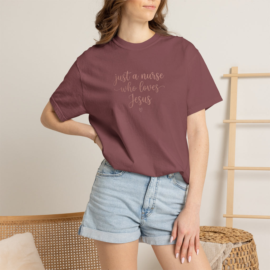 Just a Nurse Who Loves Jesus T-Shirt — Christian Nurse Gift