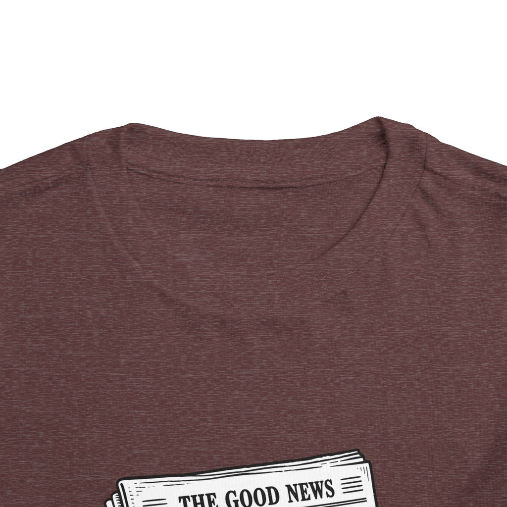 Toddler Tee — "Jesus Saves!" Newspaper Graphic Christian Kids Shirt