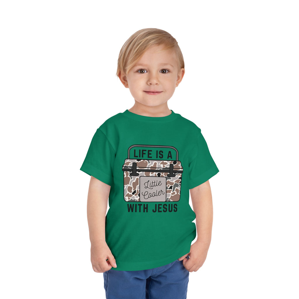 Toddler Tee — "Life Is A Little Cooler With Jesus" Cooler Graphic