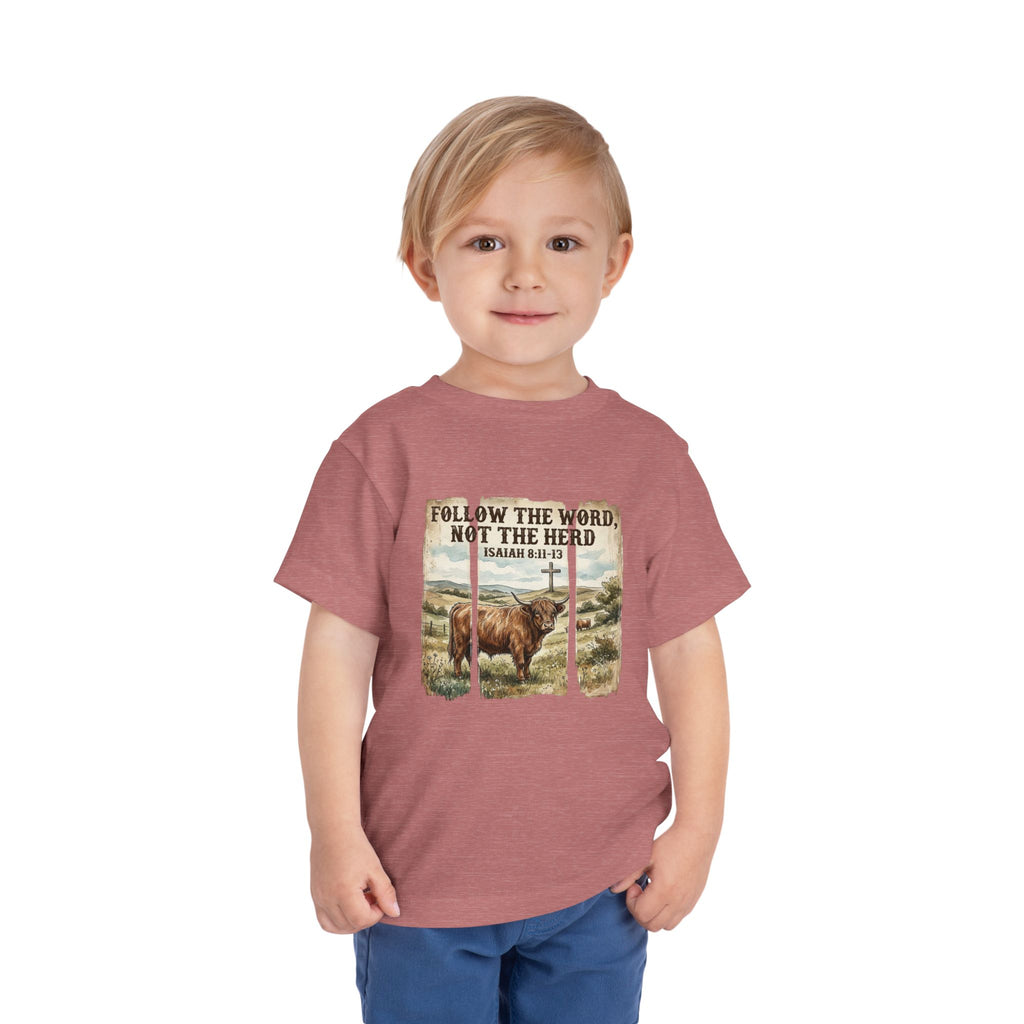 Toddler Tee — "Follow the Word, Not the Herd" Christian Bible Verse Shirt