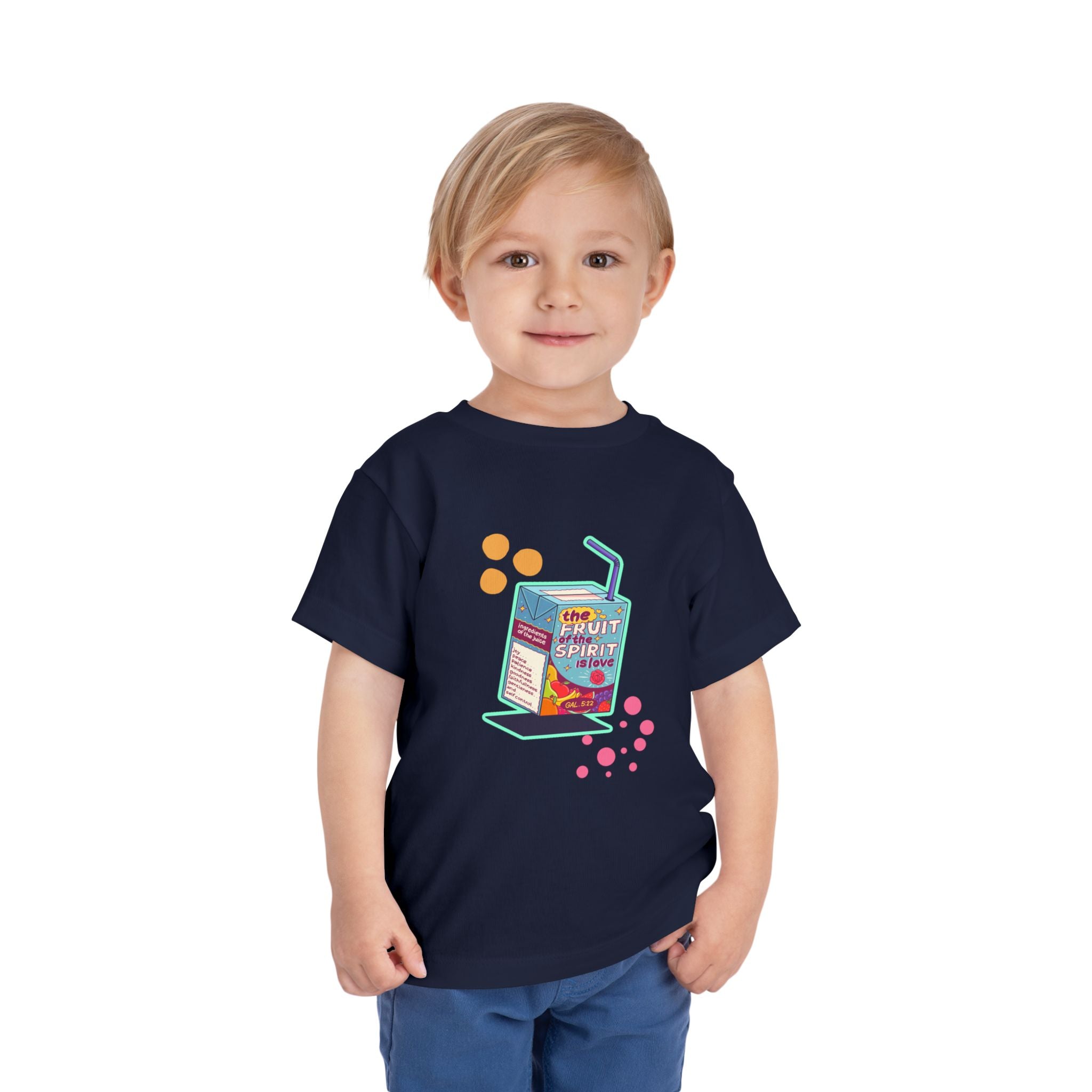 Toddler Tee — Colorful 'Fruit Spirit' Juice Box Graphic Kids Shirt