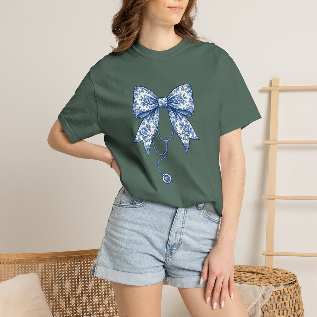 Blue Floral Bow Stethoscope