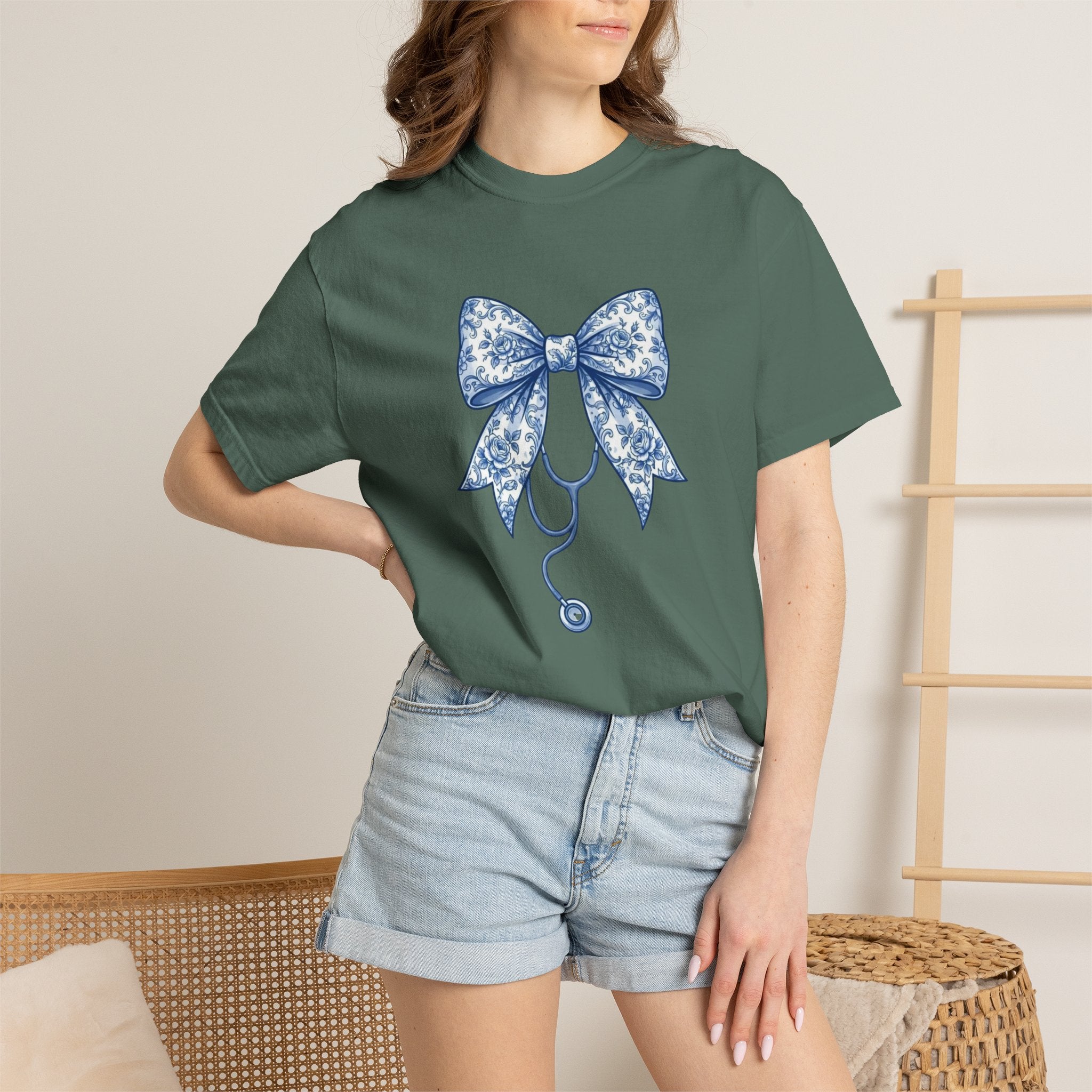 Blue Floral Bow Stethoscope