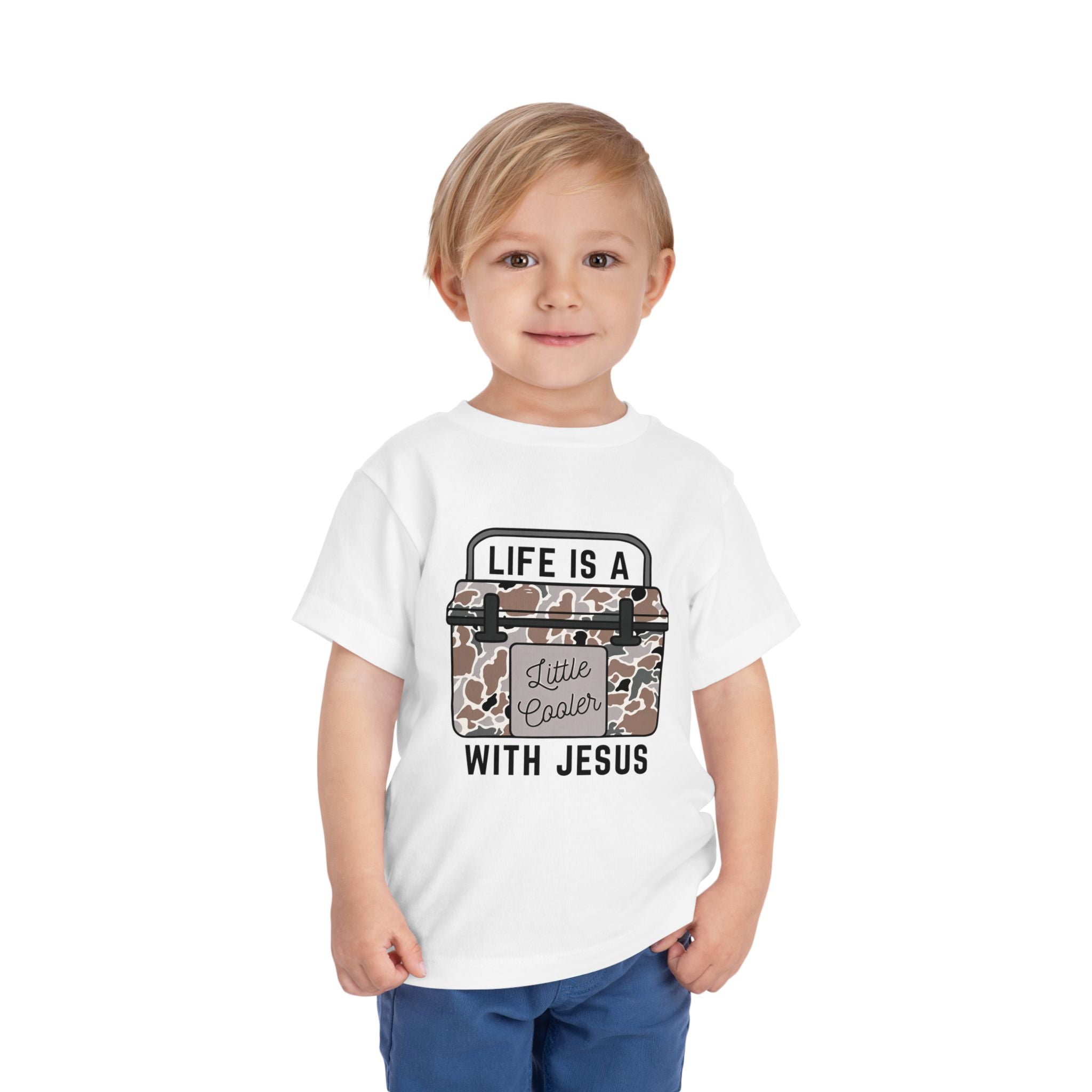 Toddler Tee — "Life Is A Little Cooler With Jesus" Cooler Graphic