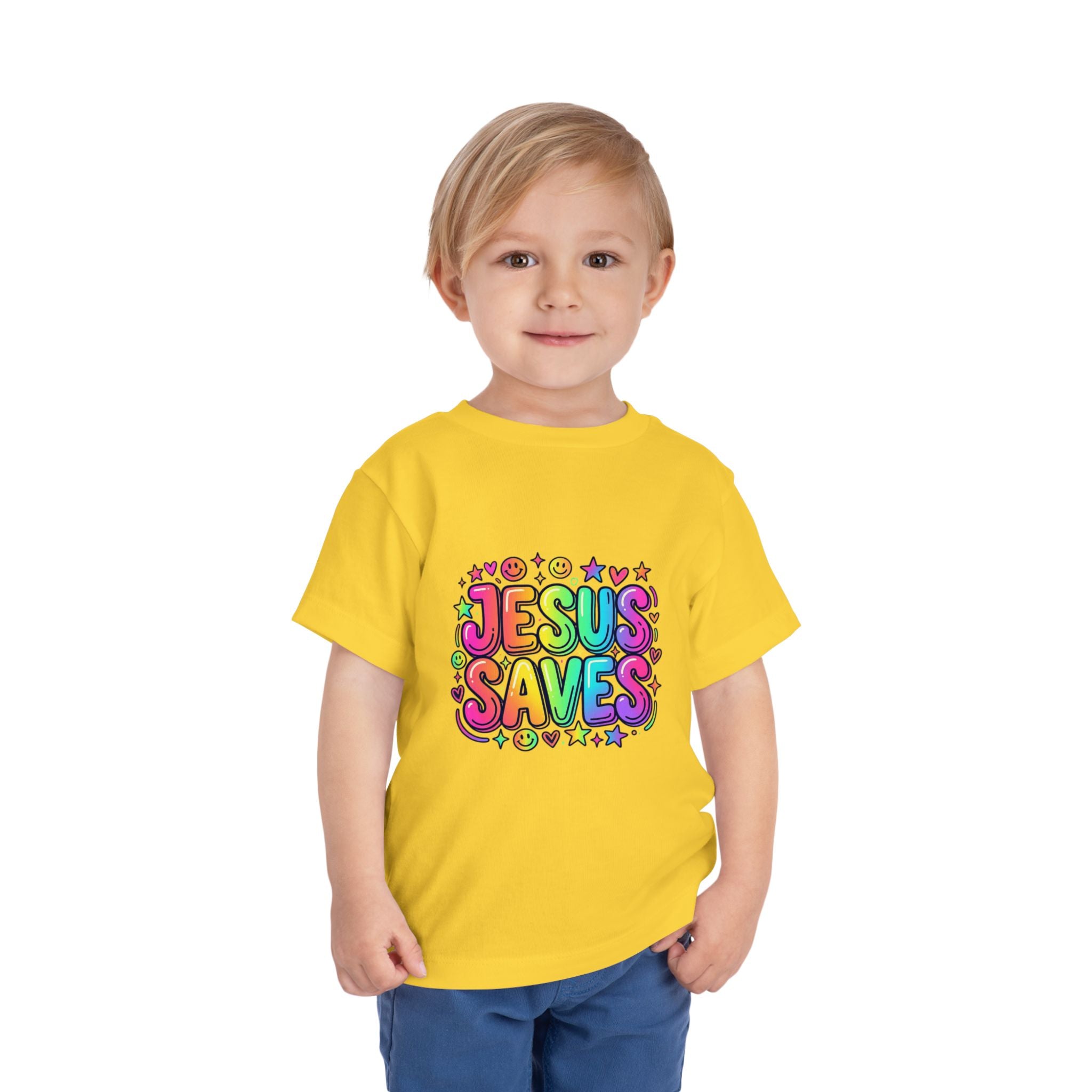 Toddler Tee — Colorful "Jesus Saves" Christian Kids Shirt