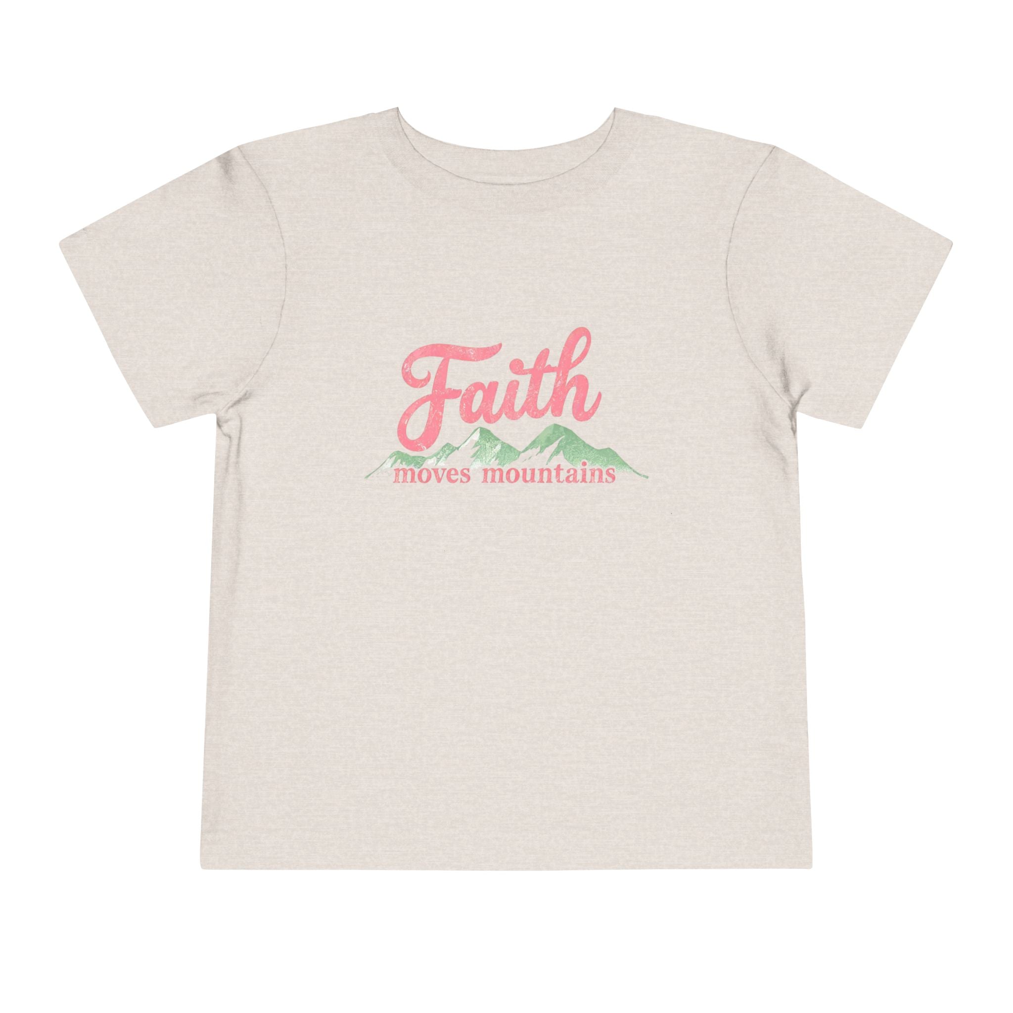 Toddler Tee - "Faith Moves Mountains" Pink Script Kids T-Shirt