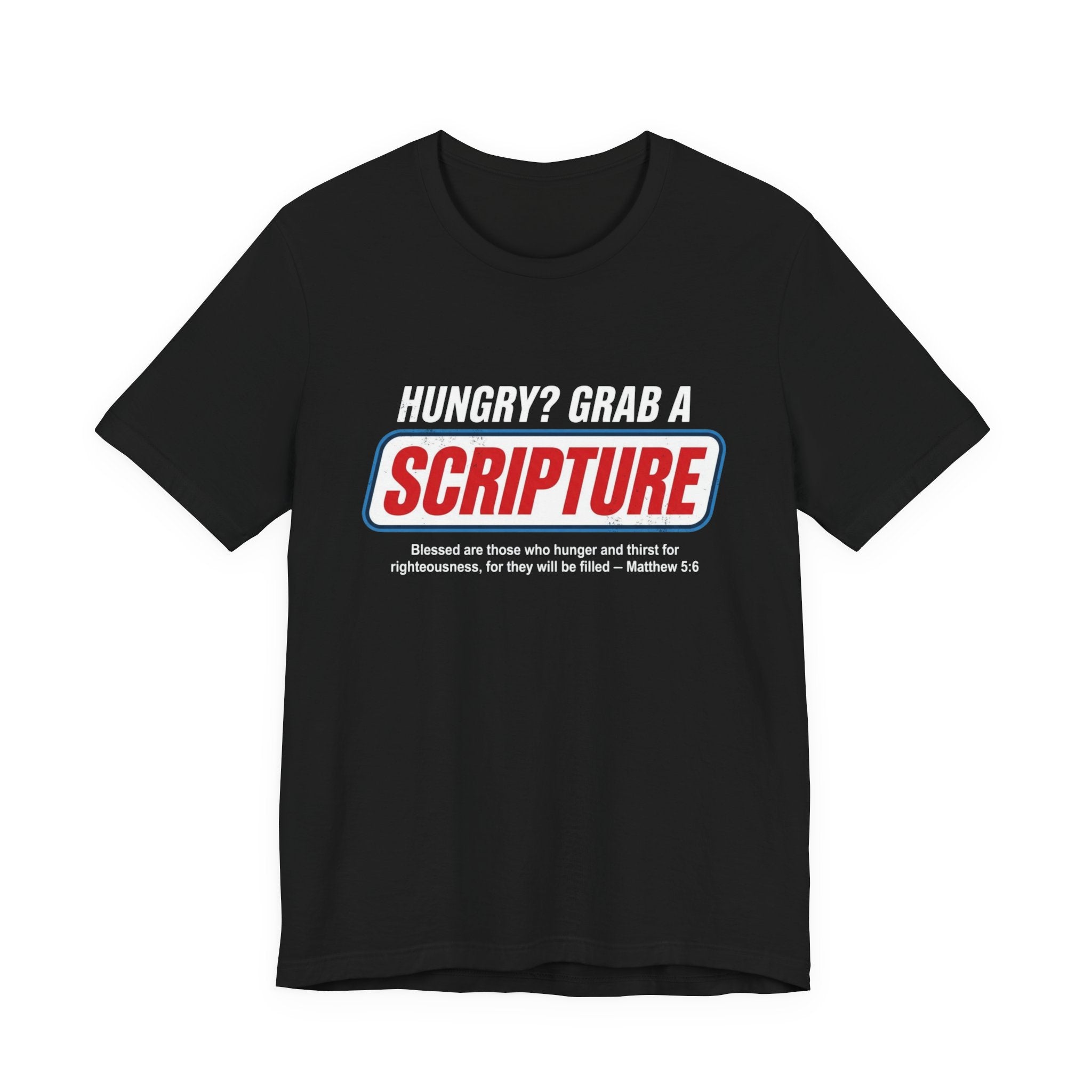 Scripture Snack Tee — “Hungry? Grab a Scripture” Christian Faith T‑Shirt