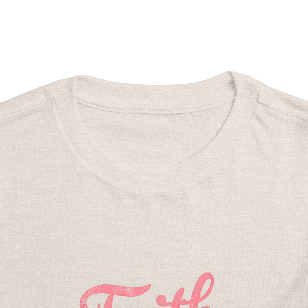 Toddler Tee - "Faith Moves Mountains" Pink Script Kids T-Shirt