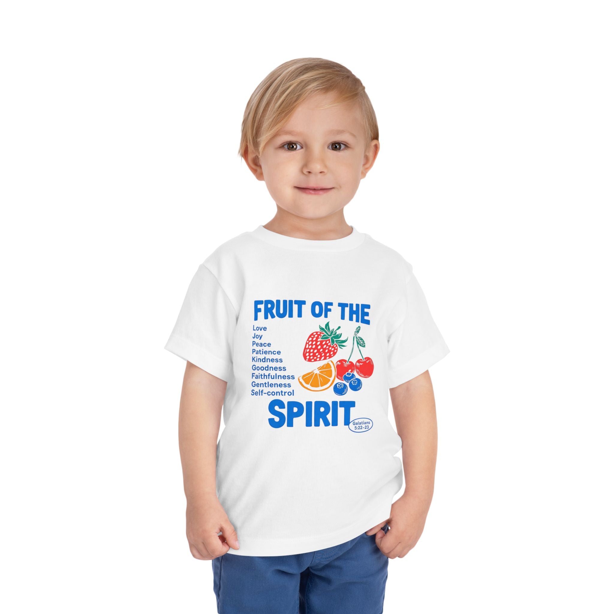 Toddler Tee — “Fruit of the Spirit” Christian Kids Shirt with Colorful Fruit Design
