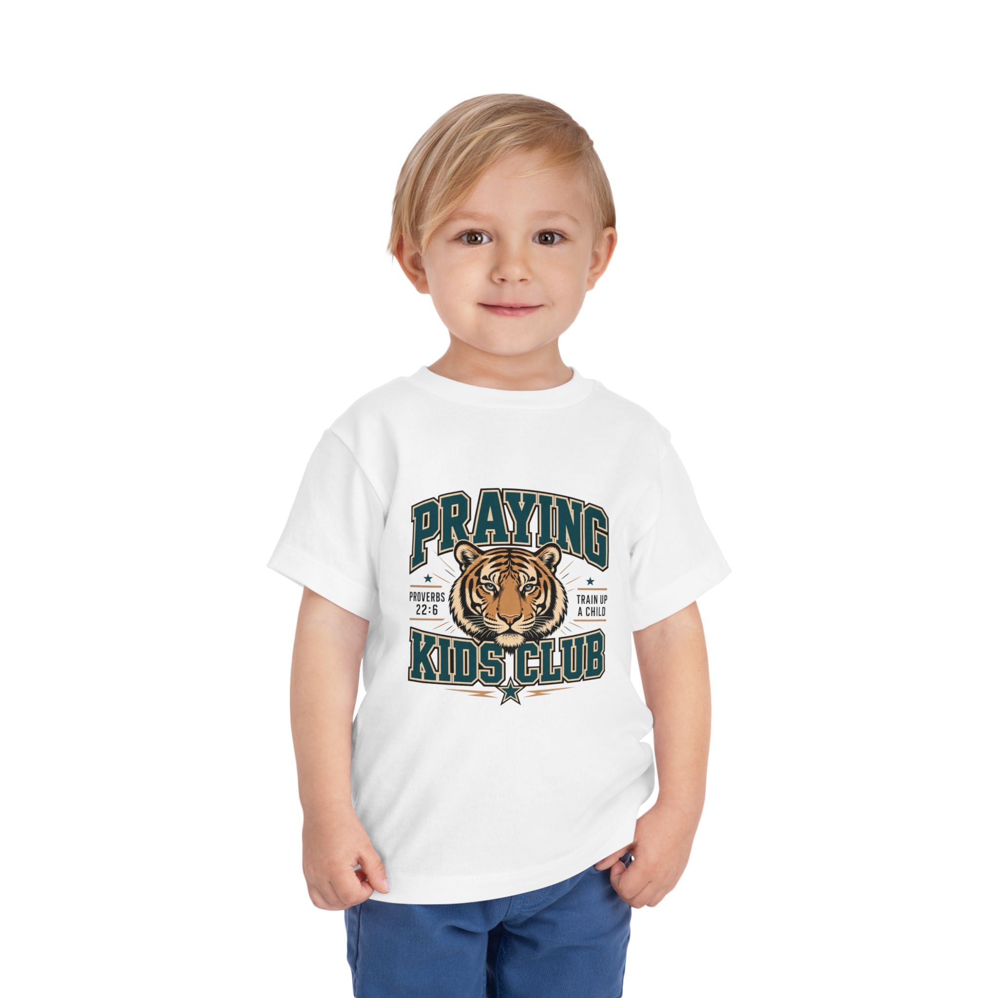 Praying Kids Club Toddler Tee — Tiger Logo Christian Youth Shirt
