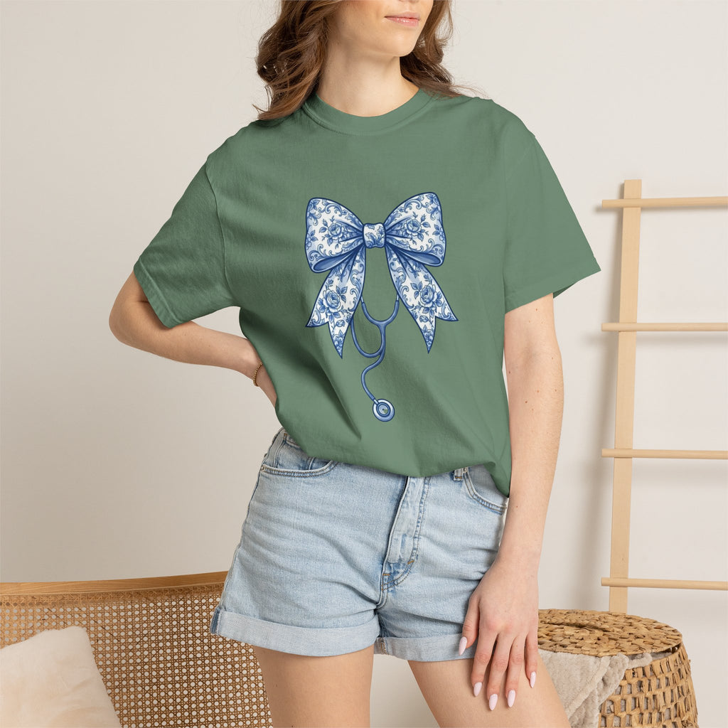 Blue Floral Bow Stethoscope