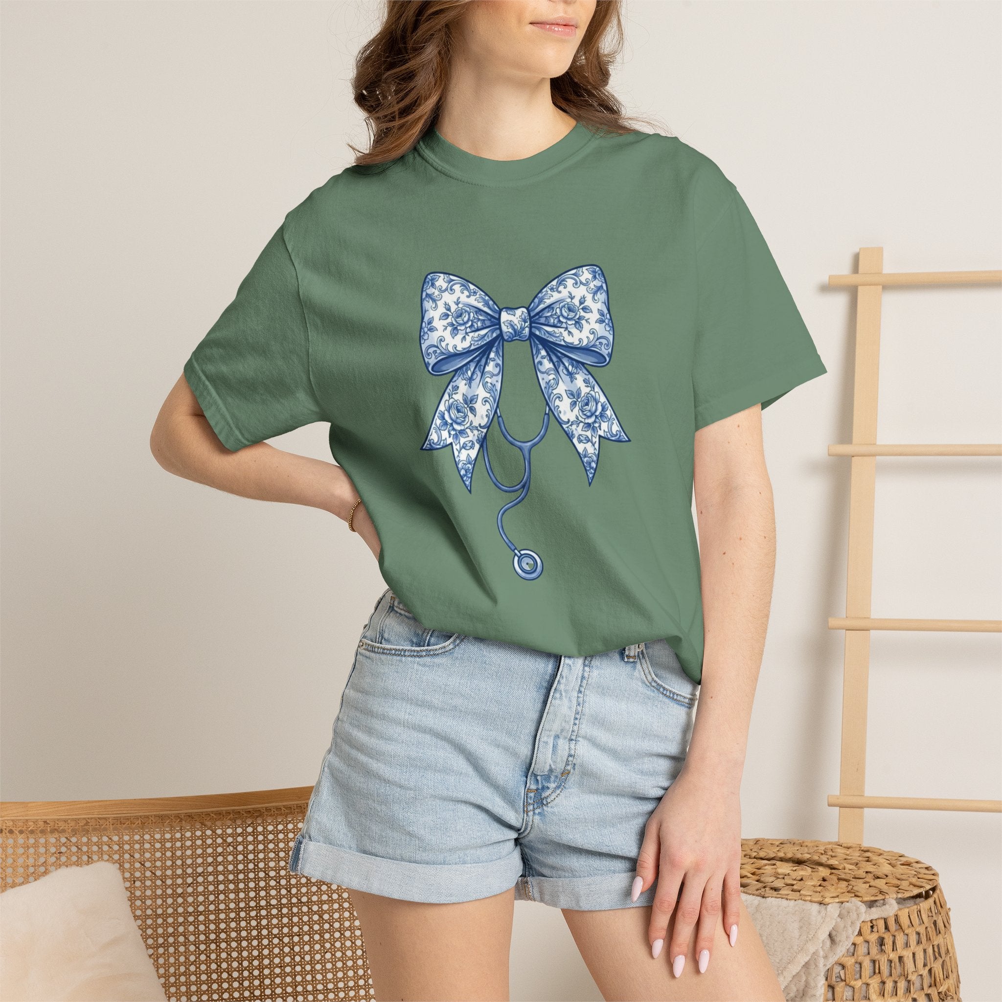 Blue Floral Bow Stethoscope