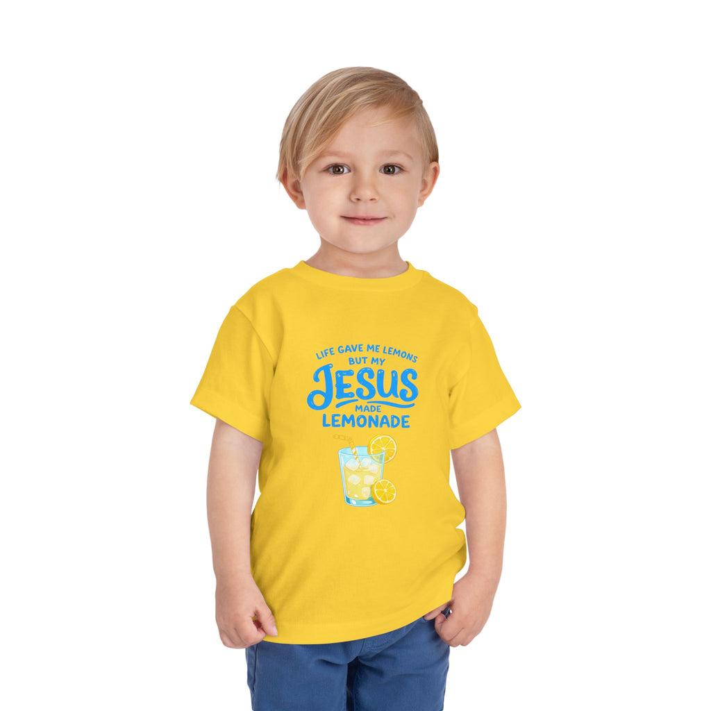 Toddler Tee - "Life Gave Me Lemons But My Jesus Made Lemonade" Christian Kids T‑Shirt, Cute Lemonade Graphic
