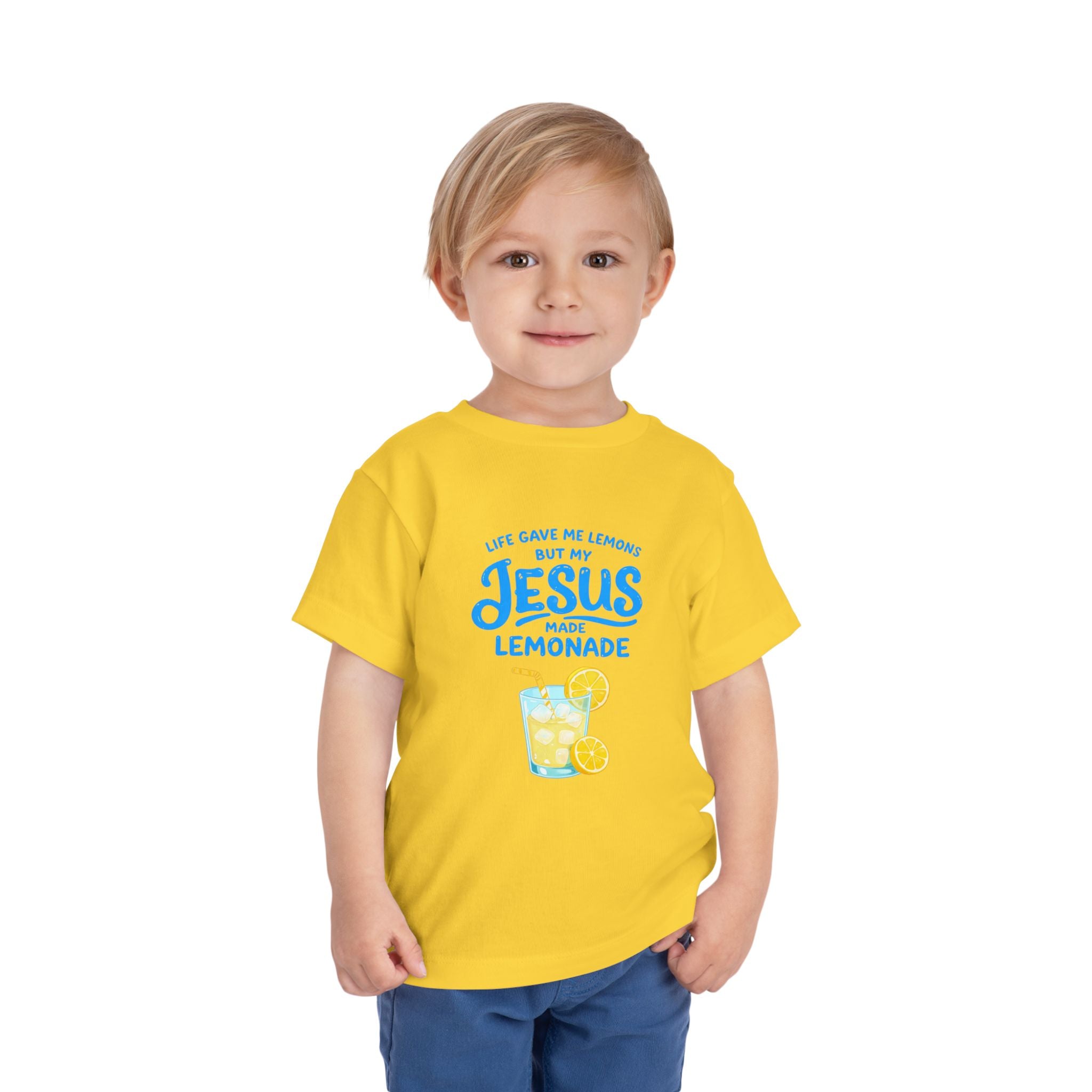 Toddler Tee - "Life Gave Me Lemons But My Jesus Made Lemonade" Christian Kids T‑Shirt, Cute Lemonade Graphic