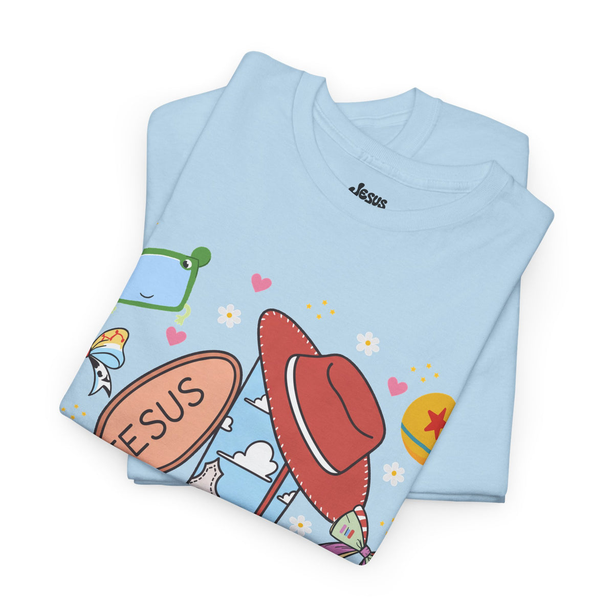 Christian Cowboy  Tee — 'Jesus' Boot, Blocks & Hat Graphic