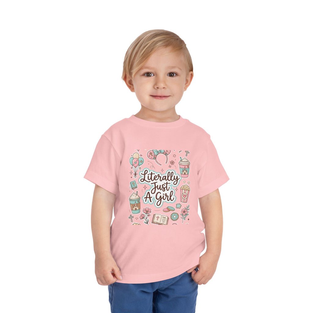 Toddler Tee — "Literally Just A Girl" Cute Pastel Graphic Shirt