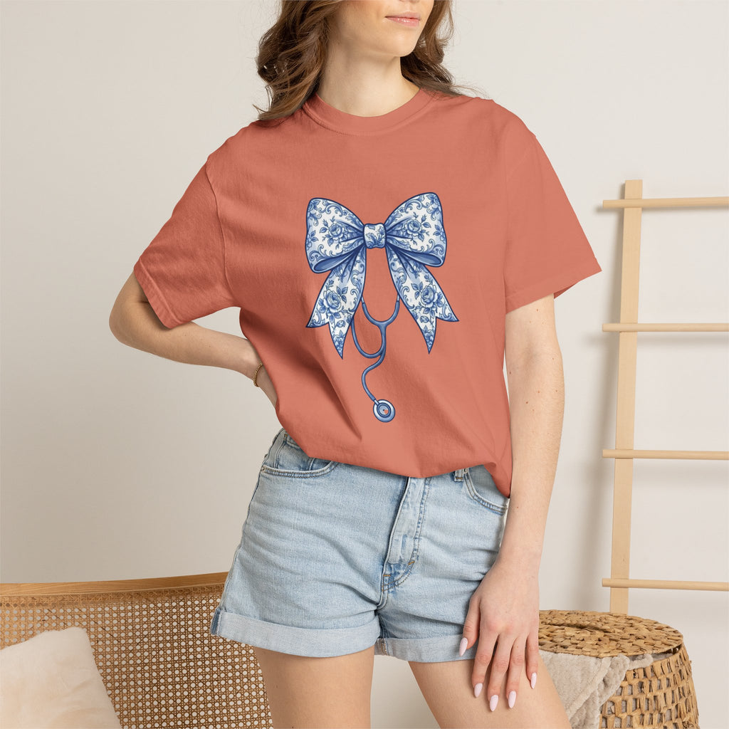 Blue Floral Bow Stethoscope