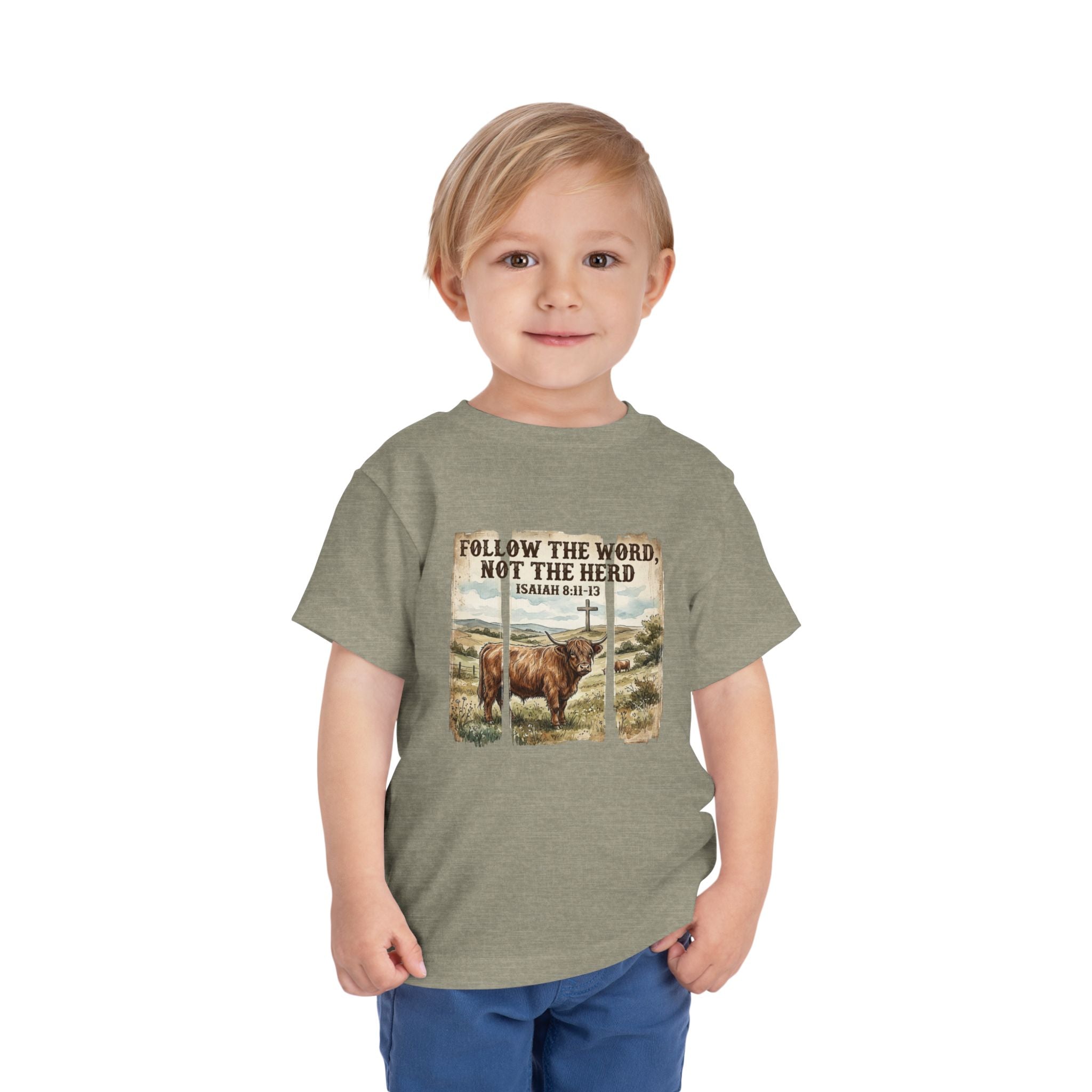 Toddler Tee — "Follow the Word, Not the Herd" Christian Bible Verse Shirt