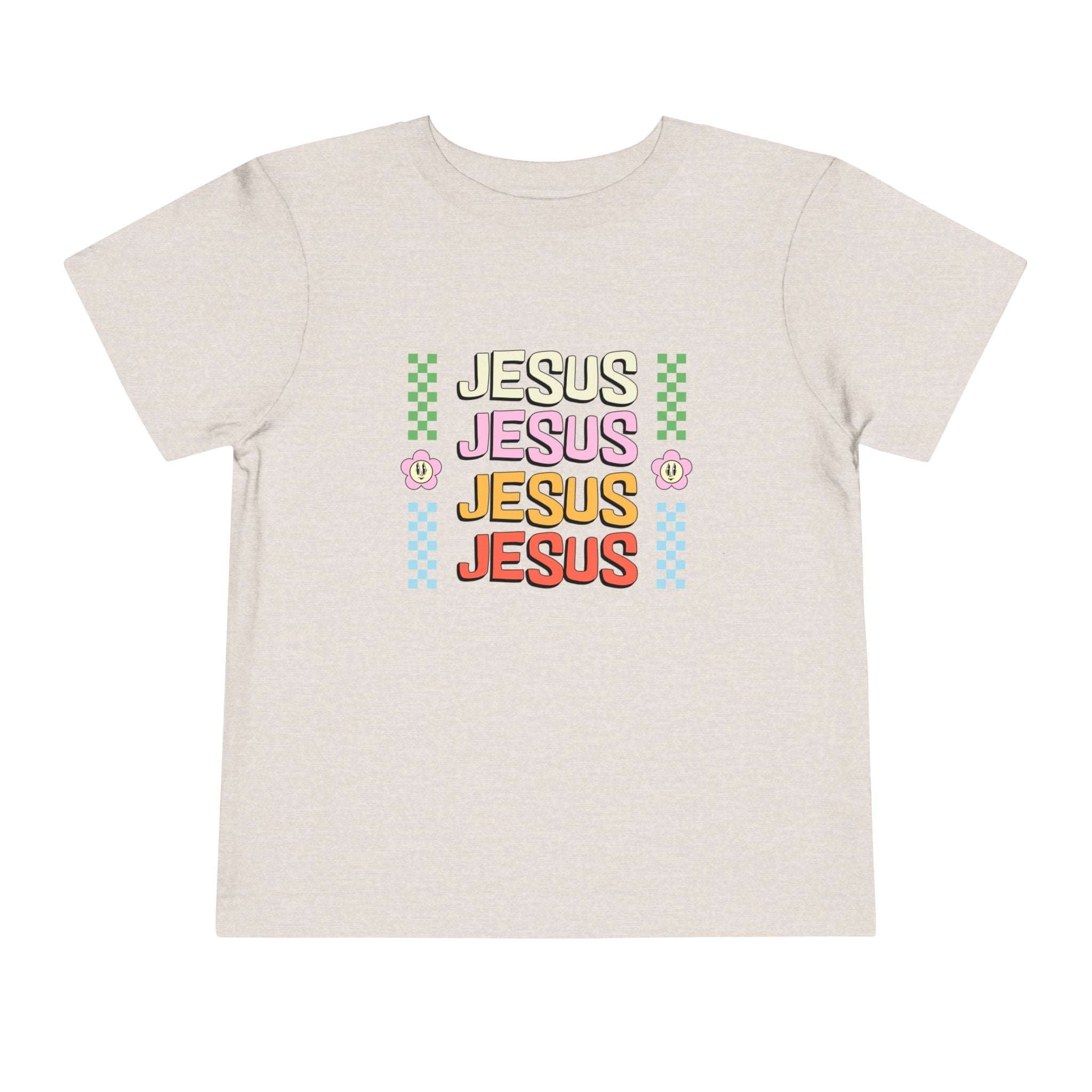 Kids "Jesus" Retro Rainbow Tee — Toddler Christian Shirt