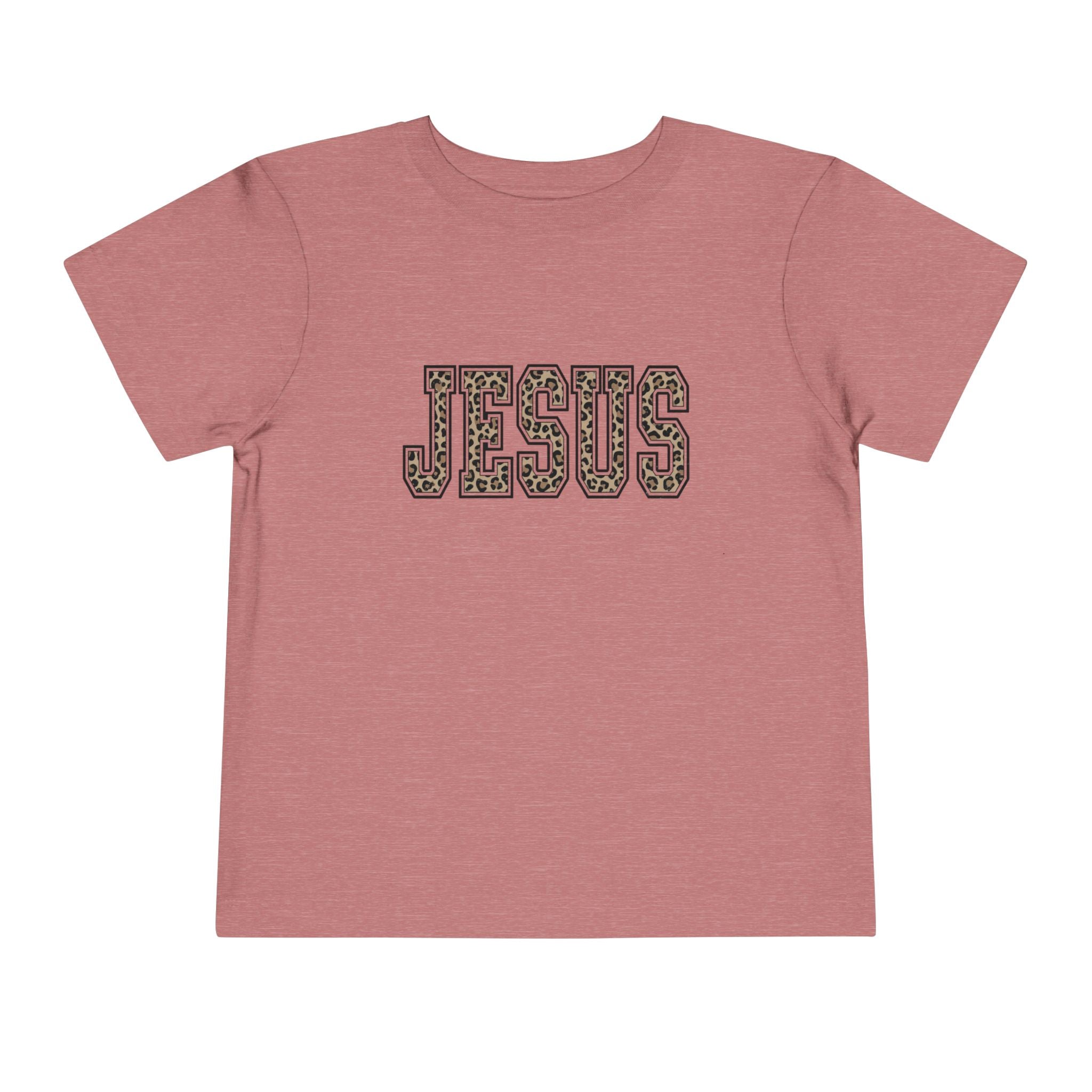 Toddler Tee - 'JESUS' Leopard Print Christian Kids Shirt