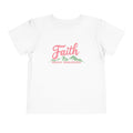 Toddler Tee - "Faith Moves Mountains" Pink Script Kids T-Shirt