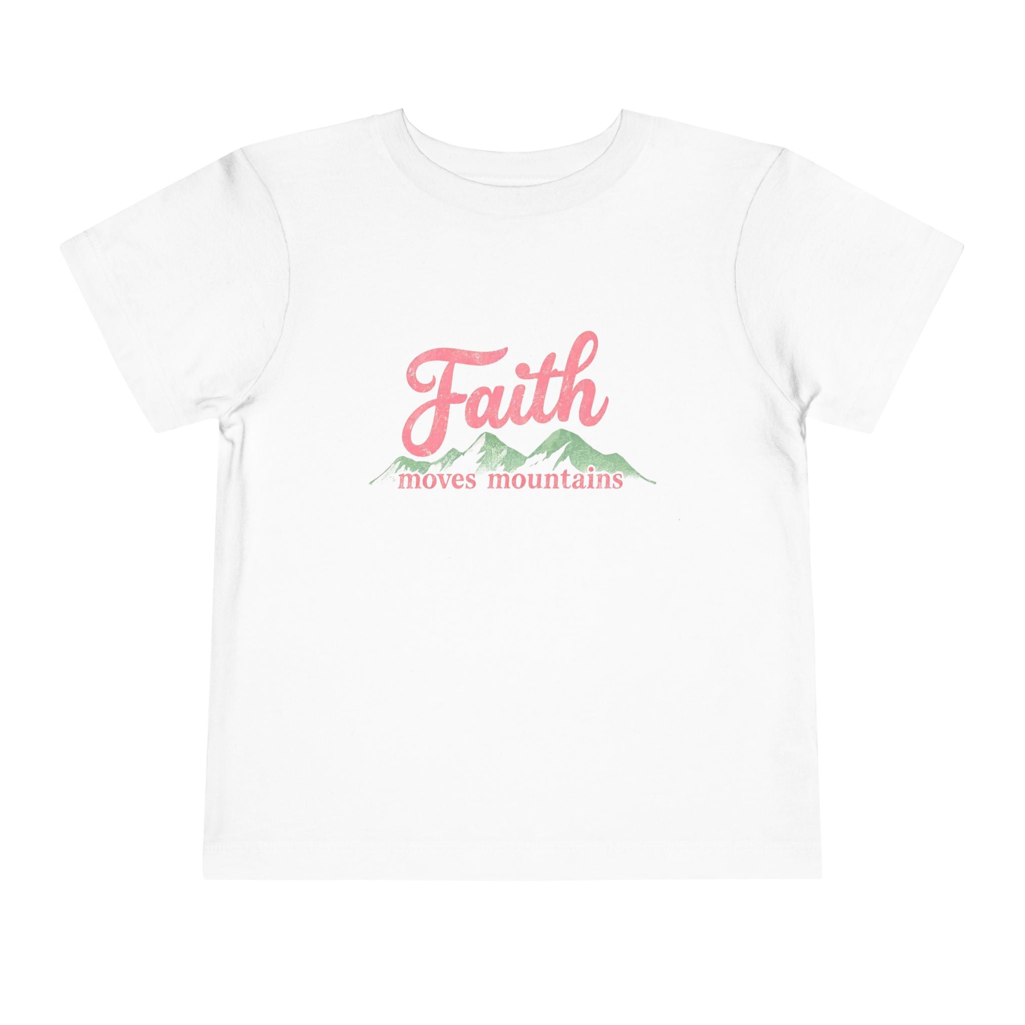 Toddler Tee - "Faith Moves Mountains" Pink Script Kids T-Shirt