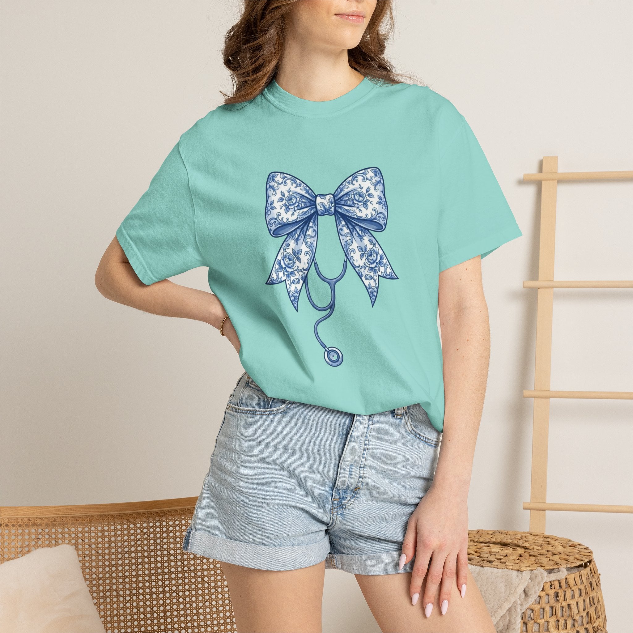Blue Floral Bow Stethoscope