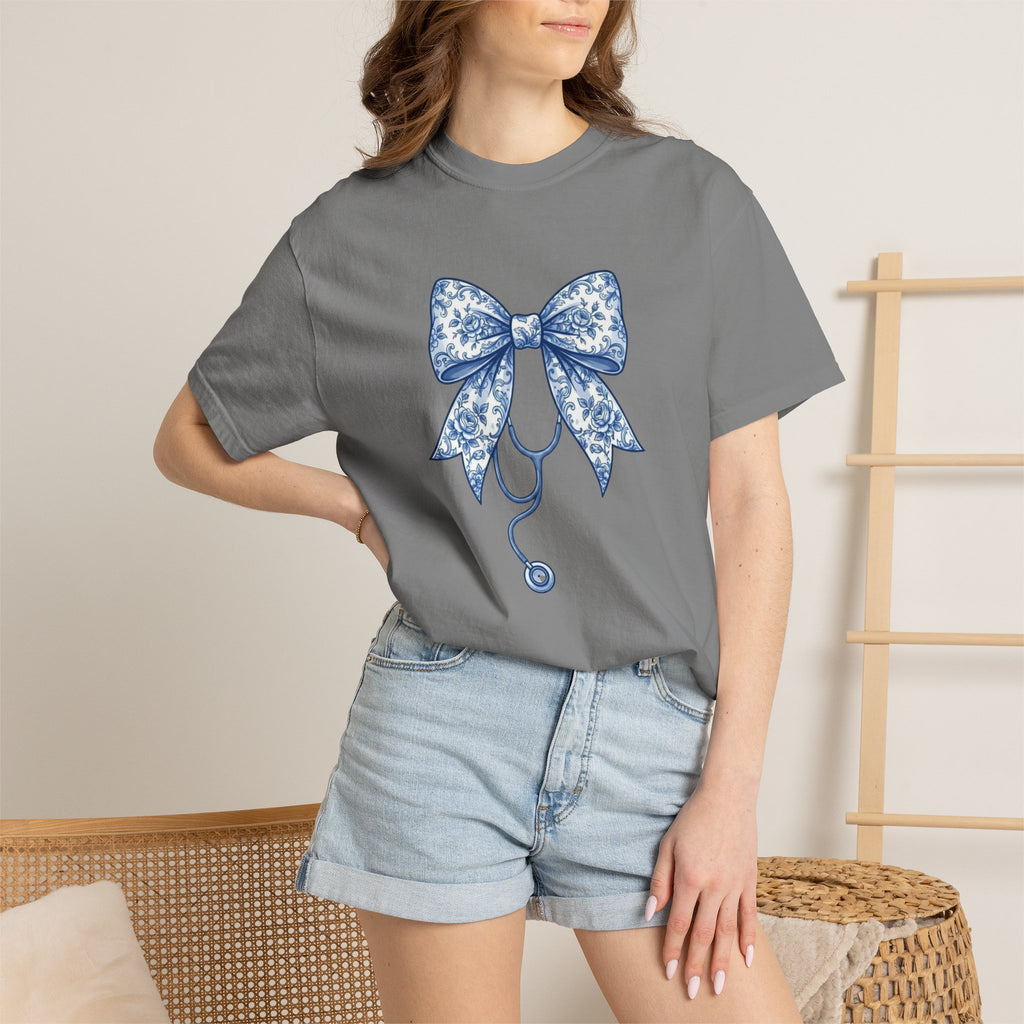 Blue Floral Bow Stethoscope