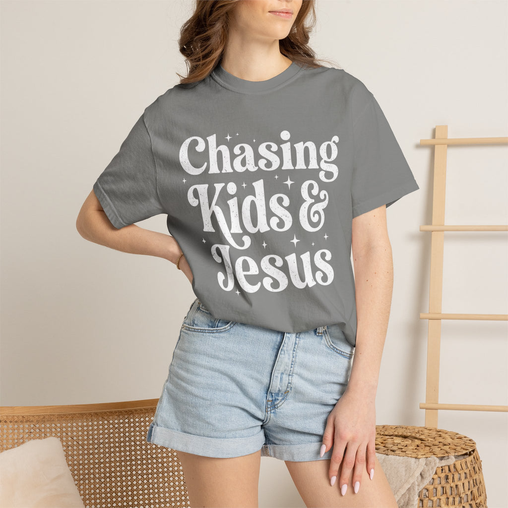 Chasing Kids & Jesus Tee — Christian Mom Graphic T-Shirt