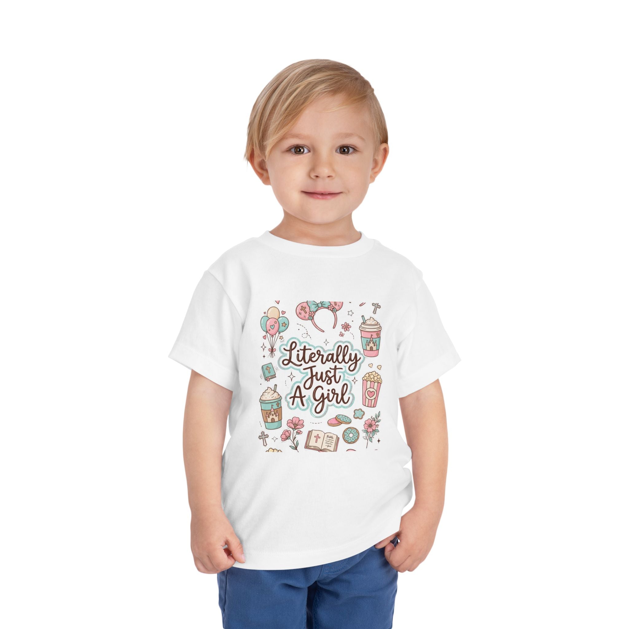 Toddler Tee — "Literally Just A Girl" Cute Pastel Graphic Shirt